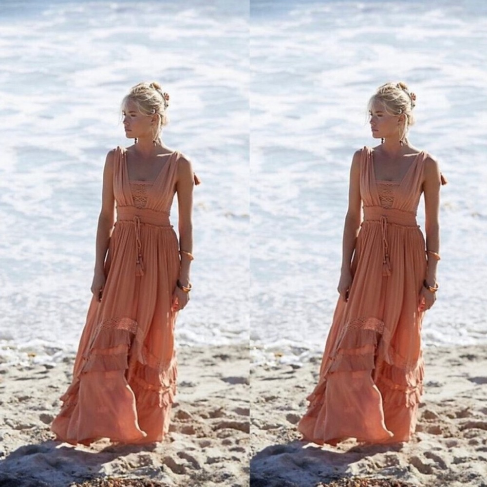 RARE Free People Santa Maria Maxi Dress Endless Summer (peachland copper) | NWOT